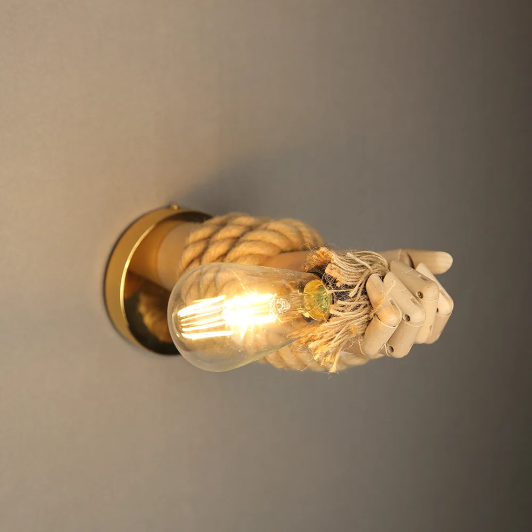 Hand Bar Wall Lamp With Hemp Rope