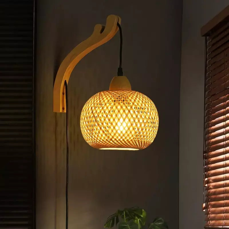 Frideko Woven Bamboo Sconce Wall Lamp