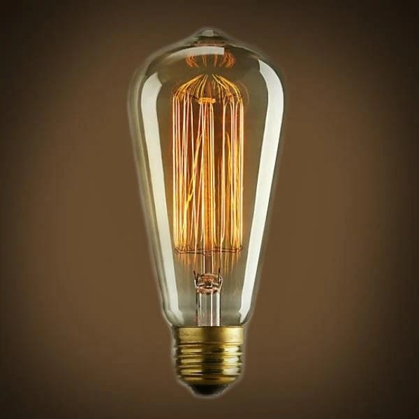 ST64 Edison LED filament light bulb with amber glass and standard E27 screw base