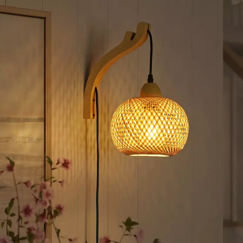 Frideko Woven Bamboo Sconce Wall Lamp