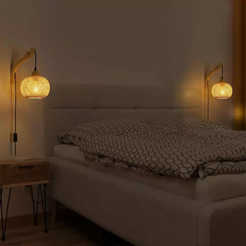 Frideko Woven Bamboo Sconce Wall Lamp